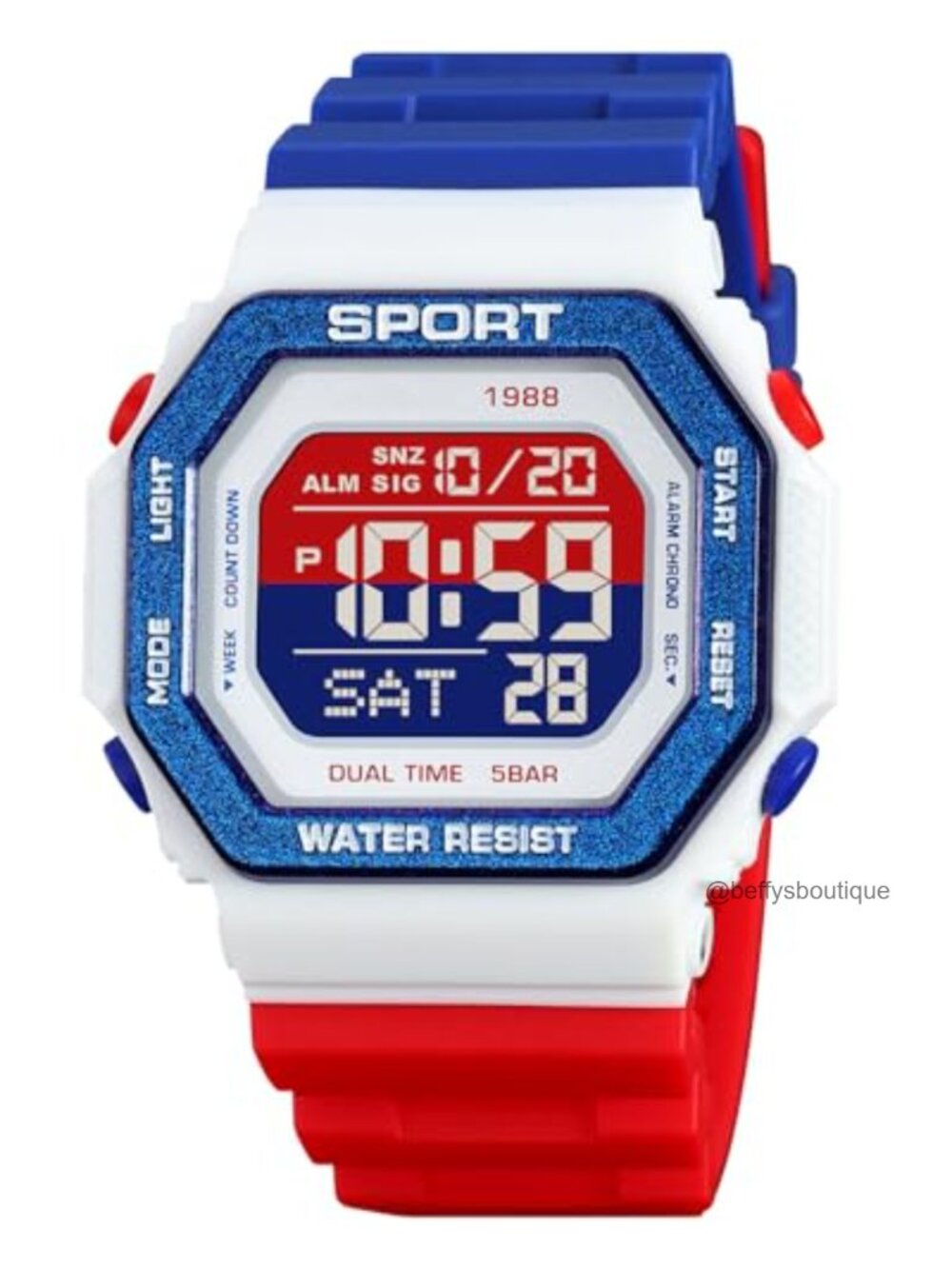 Unisex Digital Sports Watch Dual Time 50M Water Resistant Rubber Strap